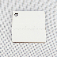 Sublimation Double-Sided Blank MDF Keychains, with Square Shape Wooden Hard Board Pendants and Iron Split Key Rings, White, 5x5x0.3cm(ZXFQ-PW0001-045)