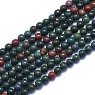 Natural Bloodstone Beads Strands, Heliotrope Stone Beads, Round, 6~6.5mm, Hole: 0.8mm, about 60pcs/Strand, 14.96 inch(38cm)(G-K310-C04-6mm)