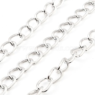 Oxidation Aluminum Curb Chains, Unwelded, with Spool, Platinum, 11x7.5x1.5mm, about 98.43 Feet(30m)/Roll(CHA-D001-01P)