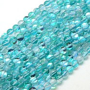 Synthetic Moonstone Beads Strands, Dyed, Holographic Beads, Half AB Color Plated, Round, Turquoise, 8mm, Hole: 1mm, about 49pcs/strand, 15 inch(G-F143-8mm-07)