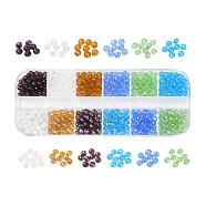 600Pcs 12 Colors Glass Beads, Faceted, Rondelle, Mixed Color, 4x3mm, Hole: 0.4mm, 50pcs/color(EGLA-YW0001-09)
