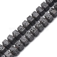 Natural Lava Rock Beads Strands, Square, 6x6.5x6~6.5mm, Hole: 1mm, about 68pcs/strand, 16.22inch(41.2cm)(G-F740-13)