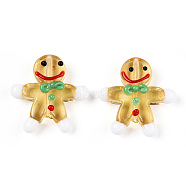 Gingerbread Man Handmade Lampwork Beads, Light Khaki, 27.5~28.5x23.5~24.5x7.5~8mm, Hole: 1.2mm(LAMP-G150-04D)