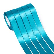 Single Face Satin Ribbon, Polyester Ribbon, Deep Sky Blue, 1 inch(25mm) wide, 25yards/roll(22.86m/roll), 5rolls/group, 125yards/group(114.3m/group)(RC25mmY047)