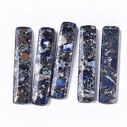 Synthetic Regalite/Imperial Jasper/Sea Sediment Jasper Pendants, Dyed, Rectangle, Blue, 48x10x4mm, Hole: 1.2mm(G-S366-007C)