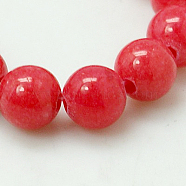 Natural Mashan Jade Round Beads Strands, Dyed, Crimson, 8mm, Hole: 1mm, about 51pcs/strand, 15.7 inch(G-D263-8mm-XS16)