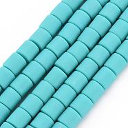 Polymer Clay Bead Strands, Column, Turquoise, 5~7x6mm, Hole: 1.5~2mm, about 61~69pcs/strand, 15.74 inch(X-CLAY-T001-C04)
