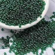 MIYUKI Round Rocailles Beads, Japanese Seed Beads, (RR173) Transparent Green Luster, 8/0, 3mm, Hole: 1mm, about 422~455pcs/bottle, 10g/bottle(SEED-JP0009-RR0173)