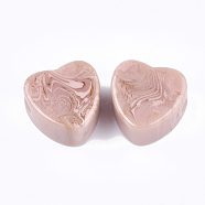 Resin Beads, Imitation Gemstone, Heart, Pink, 17x17.5x10mm, Hole: 3mm(RESI-S377-11E)