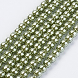 Eco-Friendly Glass Pearl Beads Strands, Grade A, Round, Dyed, Cotton Cord Threaded, Dark Sea Green, 10mm, Hole: 1.2~1.5mm, about 42pcs/strand, 15.7 inch(HY-A008-10mm-RB055)
