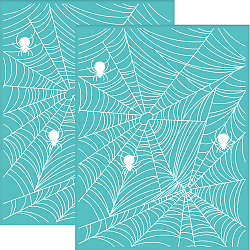 Self-Adhesive Silk Screen Printing Stencil, for Painting on Wood, DIY Decoration T-Shirt Fabric, Turquoise, Spider Web Pattern, 280x220mm(DIY-WH0338-139)