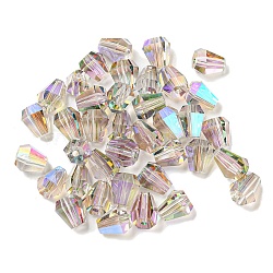 Electroplate Glass Beads, Faceted, Teardrop, Colorful, 6x5x5.5mm, Hole: 1.4mm,100pcs/bag(EGLA-Z004-03F)