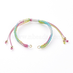 Adjustable Nylon Cord Braided Bracelet Making, with 304 Stainless Steel Jump Rings, Golden, Colorful, 5-3/4~11-1/4 inch(14.5~28cm)(AJEW-JB00877-03)