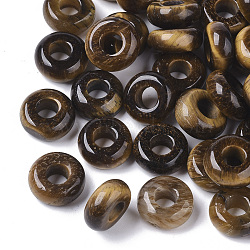 Natural Tiger Eye European Beads, Large Hole Beads, Rondelle, 10x4.5mm, Hole: 4mm(G-Q503-04)
