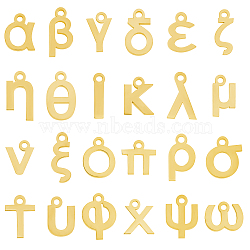 48Pcs 24 Style 304 Stainless Steel Pendants, Matte Style, Greek Alphabet, Stainless Steel Color, Golden, 2pcs/style(STAS-PH0001-34)