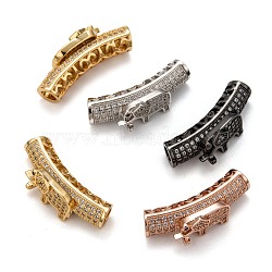 Brass Cubic Zirconia Beads, Tube, Mixed Color, 28x6x9mm, Hole: 4mm(ZIRC-F001-69)