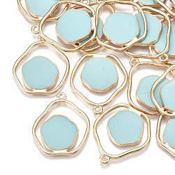 Alloy Enamel Pendants, for DIY Jewelry Making, Light Gold, Turquoise, 28x24x2mm, Hole: 1.6mm
(X-PALLOY-T056-51E)