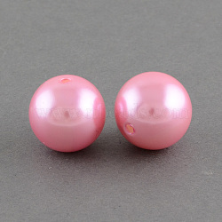 ABS Plastic Imitation Pearl Round Beads, Pink, 8mm, Hole: 2mm, about 1950pcs/500g(SACR-S074-8mm-A75)