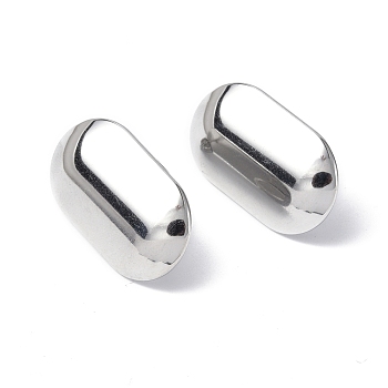304 Stainless Steel Stud Earring Findings, with Vertical Loops and Ear Nuts, Oval, Stainless Steel Color, 23.5x14.5mm, Hole: 4mm, Pin: 0.7mm