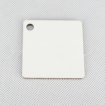 Sublimation Double-Sided Blank MDF Keychains, with Square Shape Wooden Hard Board Pendants and Iron Split Key Rings, White, 5x5x0.3cm
