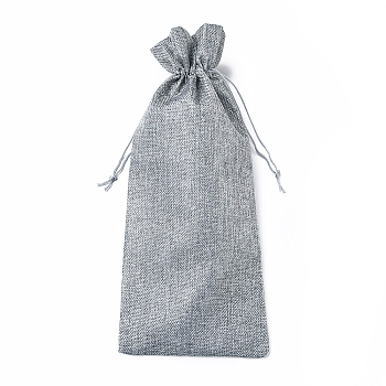 Linen Packing Pouches, Drawstring Bags, Rectangle, Gray, 33.5~34.5x14.5~14.7x0.6cm
