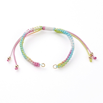 Adjustable Nylon Cord Braided Bracelet Making, with 304 Stainless Steel Jump Rings, Golden, Colorful, 5-3/4~11-1/4 inch(14.5~28cm)