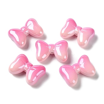 Gradient Color Opaque Acrylic Beads, Bowknot, Hot Pink, 28x20.5x10mm, Hole: 2.5mm