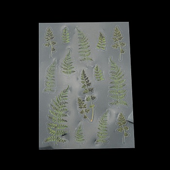 Pteridium Aquilinum Pattern Waterproof Plastic Scrapbooking Stickers, Self Adhesive Stickers, for Diary, Album, Notebook, DIY Arts and Crafts, Yellow, 150x106x0.1mm