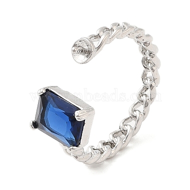 Platinum Marine Blue Rectangle Brass For Half-drilled Beads