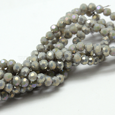 4mm Gray Round Electroplate Glass Beads
