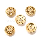 Brass Bead Caps, Flat Round, Cadmium Free & Lead Free, Rack Plating, Long-Lasting Plated, Real 24K Gold Plated, 11x2.8mm, Hole: 3mm(KK-G600-23G)