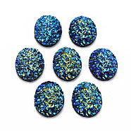 Electroplate Druzy Resin Cabochons, Oval, Blue, 17.5x13x4.5mm(CRES-T012-08B)