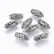 Tibetan Style Alloy Beads, Rice, Antique Silver, 17x7mm, Hole: 2mm(PALLOY-K079-20AS)