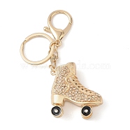 Golden Zinc Alloy with Rhinestone Ice Skates Keychain, Camel, 113mm(DIY-B075-01G-03)