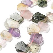 Natural Amethyst & Quartz Crystal & Rose Quartz & Prehnite & Citrine Beads Strands, Nuggets, Top Drilled, 16~17x18~23.5x6~8mm, Hole: 0.7mm, about 15pcs/strand, 7.28~7.72''(18.5~19.6cm)(G-P528-K02-01)