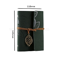 PU Leather Cover Binder Notebooks, Travel Journal, with String, Leaf Pendants & Kraft Paper, Rectangle, Dark Slate Gray, 145x110mm(PW-WG73306-07)