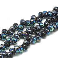 Electroplate Glass Beads Strands, Abacus, Black, 6.5x4.5mm, Hole: 1.8mm, about 100pcs/strand, 13.78 inch(EGLA-Q109-B01)