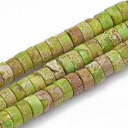 Synthetic Imperial Jasper Beads Strands, Heishi Beads, Flat Round/Disc, Yellow Green, 6~6.5x3~3.5mm, Hole: 1mm, about 113pcs/strand, 15.5 inch(G-T103-19F)