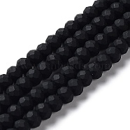 Glass Beads Strands, Faceted, Frosted, Rondelle, Black, 2.5mm, Hole: 1mm, about 195pcs/strand, 11 inch(27.5cm)(EGLA-A034-P2mm-MD18)