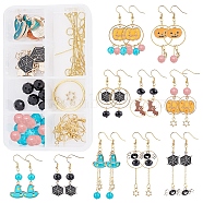 188 Pcs DIY Halloween Themed Earring Making Kits, Including Alloy Pendants, Glass Beads, Brass Cable Chains & Linking Rings & Earring Hooks, Iron Findings, Golden(DIY-SC0014-73)