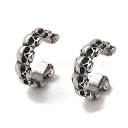 316 Surgical Stainless Steel Cuff Earrings, Non Piercing Earrings, Antique Silver, 13x5x12mm(EJEW-D096-01A-AS)