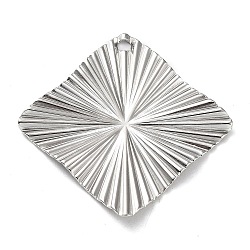 304 Stainless Steel Pendants, Rhombus Charm, Stainless Steel Color, 31x31x2mm, Hole: 1.6mm(STAS-M323-38P)
