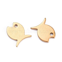 Fish 304 Stainless Steel Charms, Golden, 10.5x8.5x1mm, Hole: 1mm(X-STAS-M208-16)