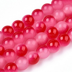 Baking Painted Imitation Jade Glass Round Bead Strands, Two Tone, Crimson, 7.5~8mm, Hole: 1mm, about 109~111pcs/strand, 30.94~31.26 inch(78.6~79.4cm)(DGLA-N003-8mm-07)