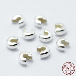 925 Sterling Silver Crimp Beads Cover, Silver, 3mm(X-STER-G027-27S-3mm)