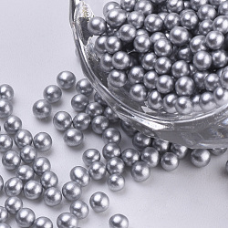 Glass Seed Beads, Baking Varnish, Opaque Colours, For Nail Art Decoration, No Hole/Undrilled, Round, Silver, 2~2.5mm, about 450g/bag(SEED-Q031-03)
