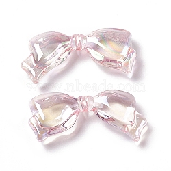 Transparent Acrylic Beads, AB Color, Bowknot, Pink, 14x29x5.5mm, Hole: 1.5mm(OACR-C009-08B)