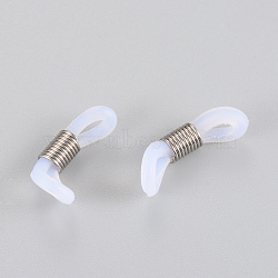 Silicone EyeGlass Holders, with 304 Stainless Steel Findings, Stainless Steel Color, 20x6mm, Hole: 5x2mm(X-STAS-T006-08)