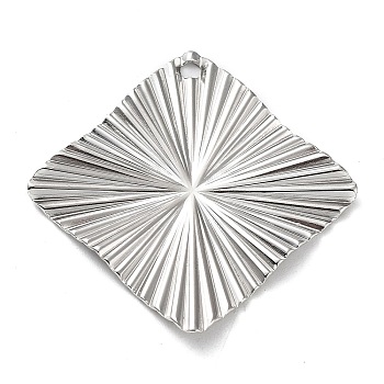 304 Stainless Steel Pendants, Rhombus Charm, Stainless Steel Color, 31x31x2mm, Hole: 1.6mm