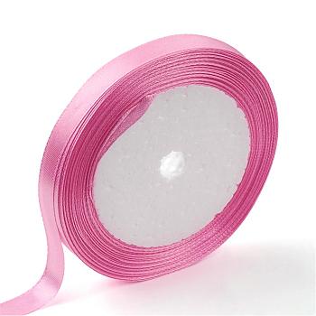 Single Face Satin Ribbon, Polyester Ribbon, Hot Pink, 2 inch(50mm), about 25yards/roll(22.86m/roll), 100yards/group(91.44m/group), 4rolls/group